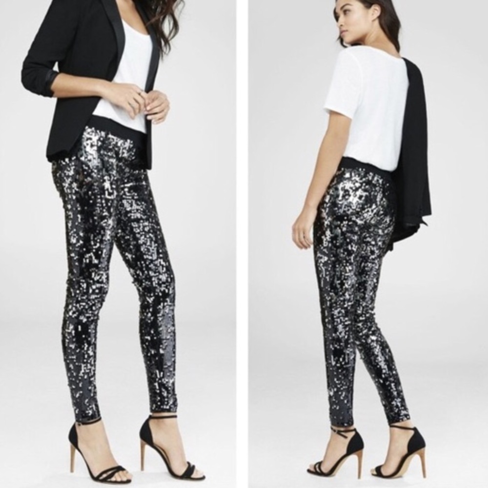 Express Sequin Black/Silver Leggings